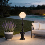 Roman Column Outdoor Floor Lamp – Vintage Black LED Landscape Lighting