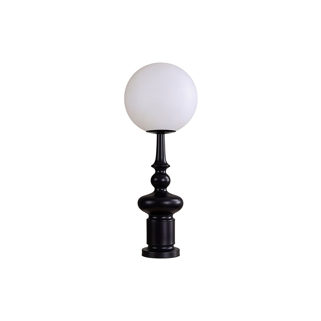 Roman Column Outdoor Floor Lamp – Vintage Black LED Landscape Lighting