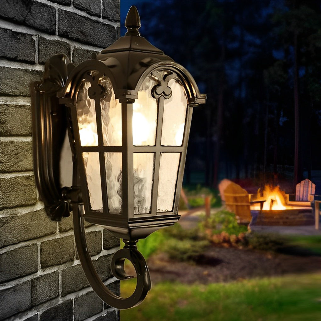 Vintage Glass Outdoor Wall Light – Black European-Style Waterproof Sconce