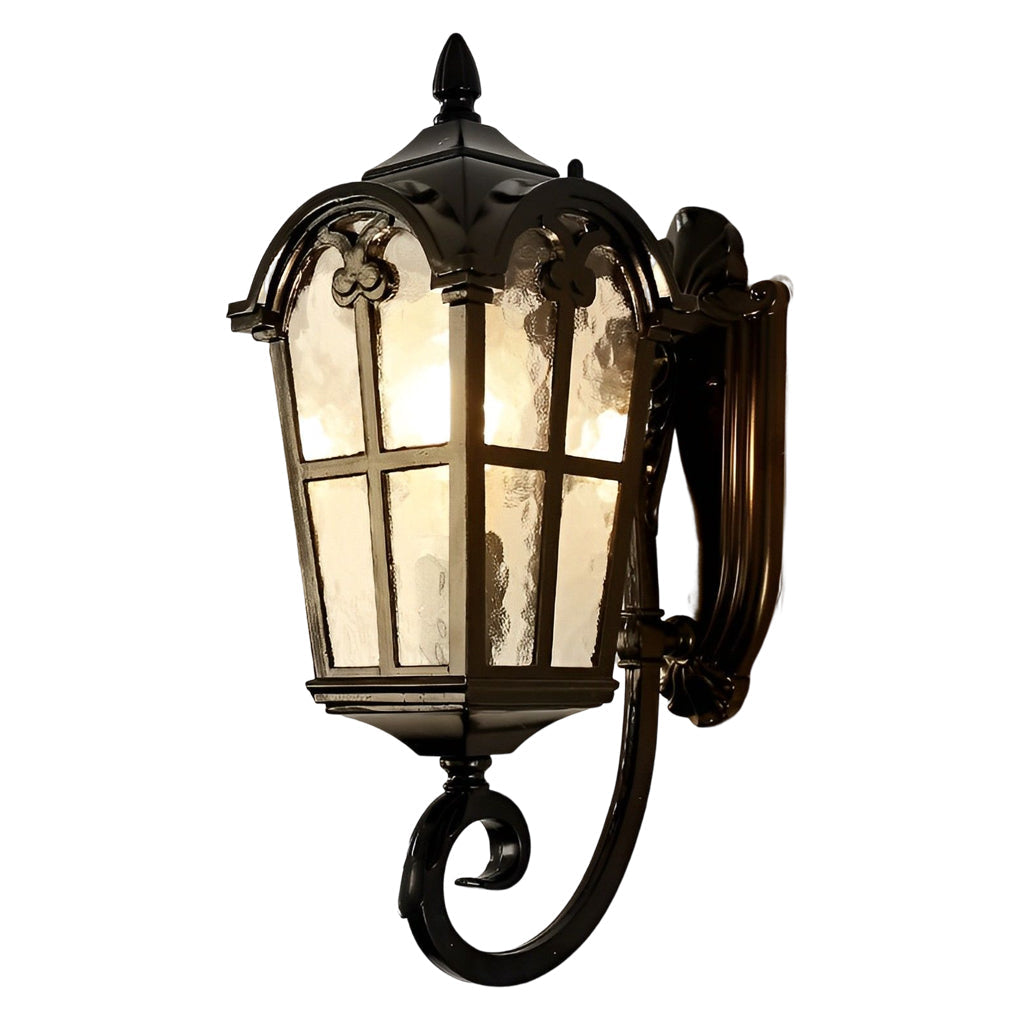 Vintage Glass Outdoor Wall Light – Black European-Style Waterproof Sconce