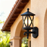European Outdoor Wall Sconce in Sand Black Aluminum with Clear Glass