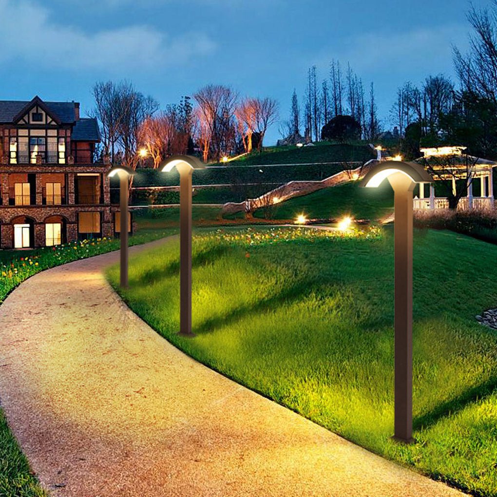 Fan-Shaped LED Lawn Pole Lamp with Motion Sensor for Modern Landscape Lighting