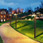 Fan-Shaped LED Lawn Pole Lamp with Motion Sensor for Modern Landscape Lighting