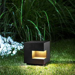 Modern Square LED Outdoor Floor Light Box in Black Aluminum