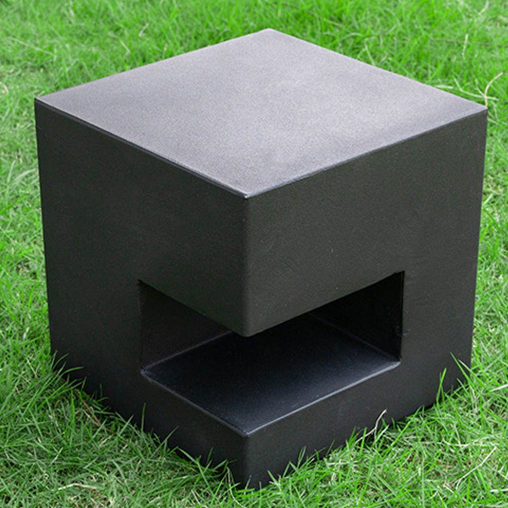 Modern Square LED Outdoor Floor Light Box in Black Aluminum