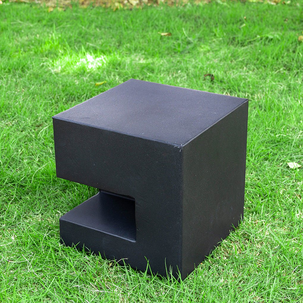 Modern Square LED Outdoor Floor Light Box in Black Aluminum