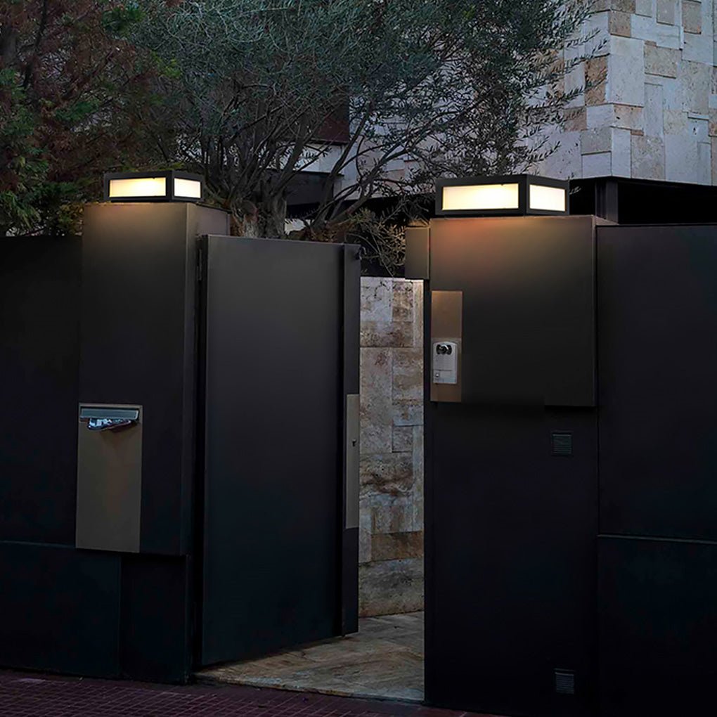 Black Square Cube Outdoor Post Led Pier Mount Light