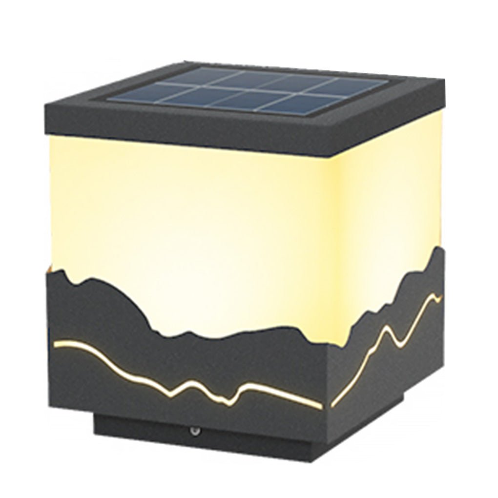 Outdoor Fence Post Light Solar Waterproof Led Mountains Peaks Landscape Decorative Lighting