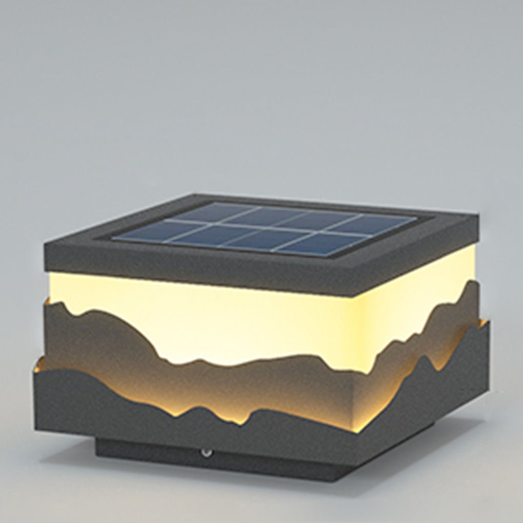 Outdoor Fence Post Light Solar Waterproof Led Mountains Peaks Landscape Decorative Lighting