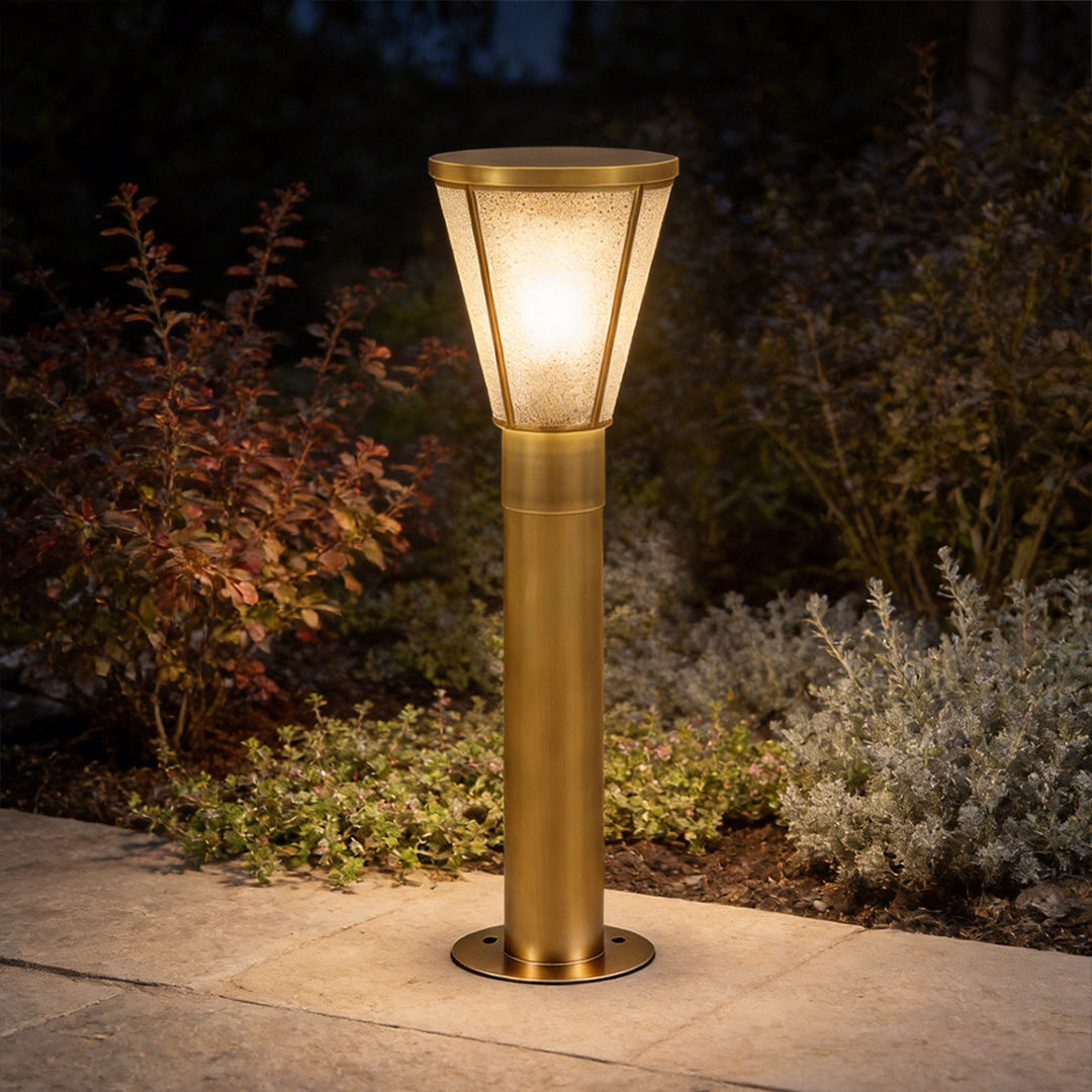 Antique Copper LED Path Light with Clear Glass Shade for Modern Gardens