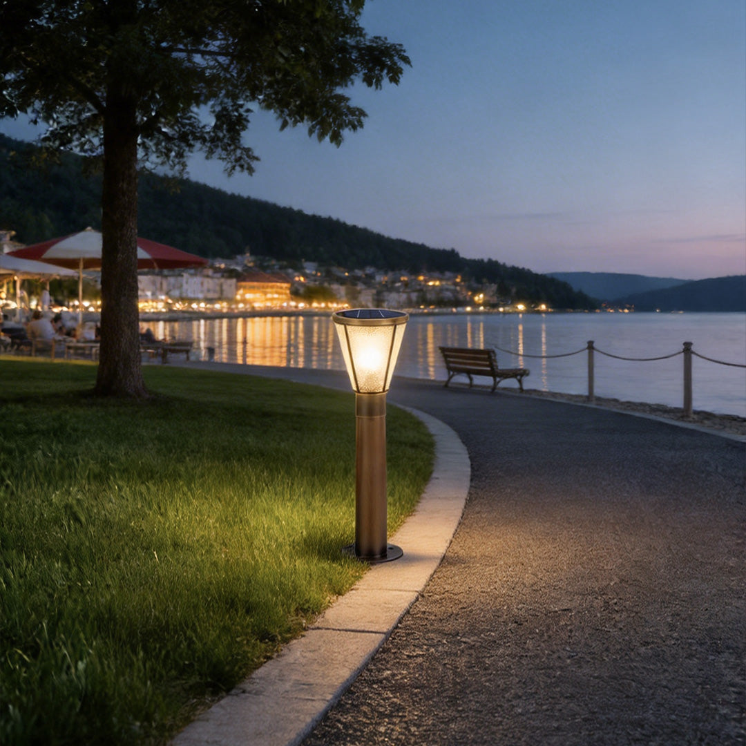 Antique Copper LED Path Light with Clear Glass Shade for Modern Gardens