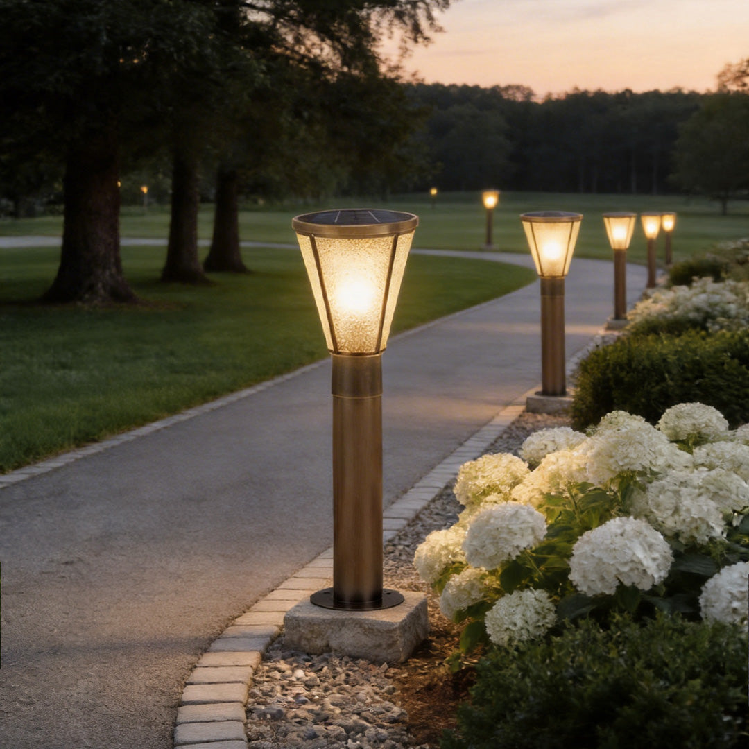 Antique Copper LED Path Light with Clear Glass Shade for Modern Gardens