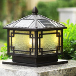 European Solar Pillar Lights for Garden, Waterproof Aluminum Fence Lamp
