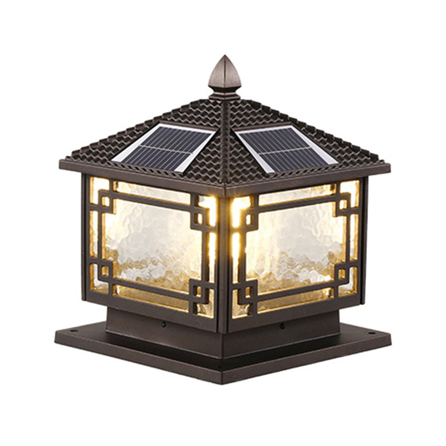 European Solar Pillar Lights for Garden, Waterproof Aluminum Fence Lamp