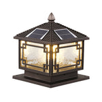 European Solar Pillar Lights for Garden, Waterproof Aluminum Fence Lamp