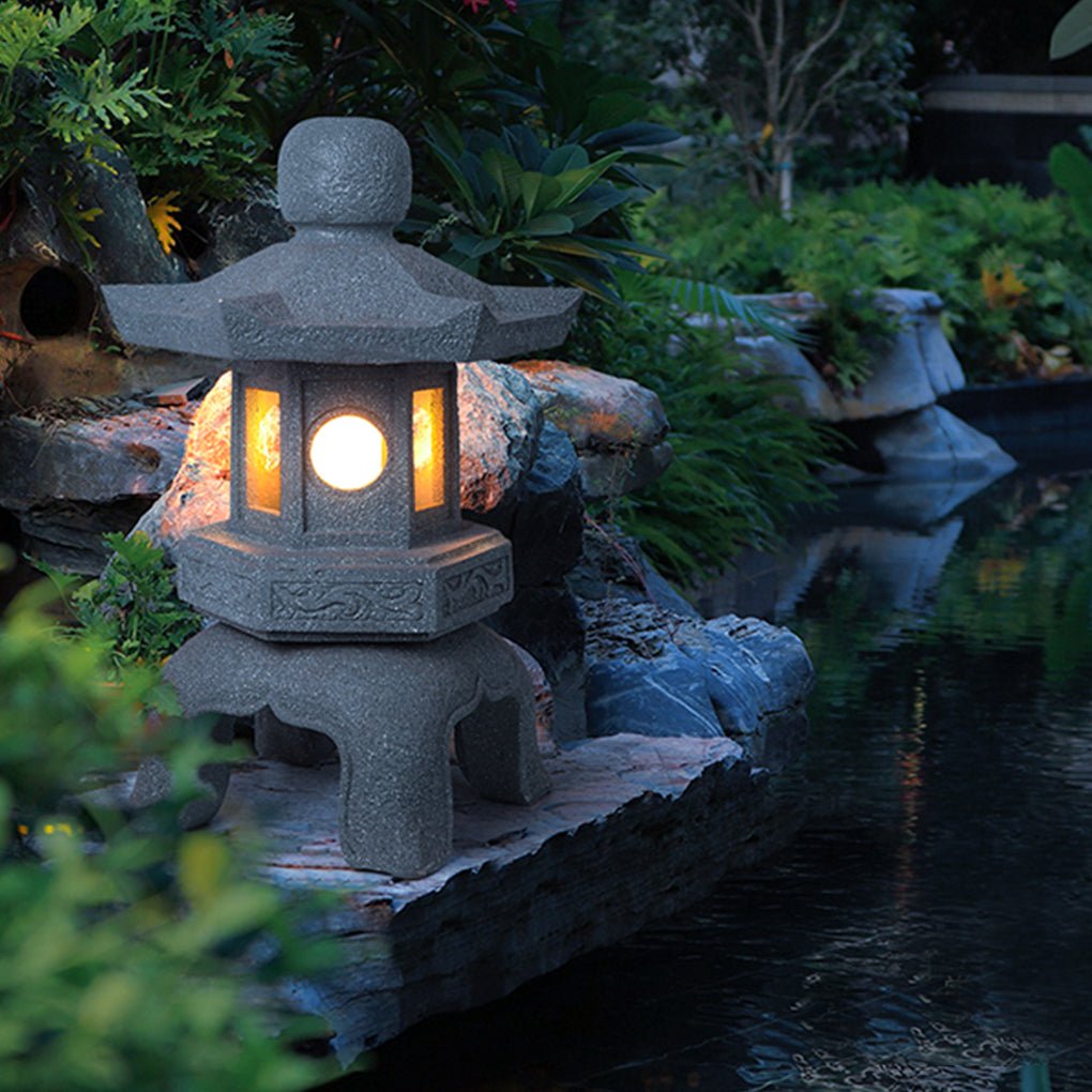 Stone Tower Outdoor Garden Light – Rustic Modern Landscape Lamp