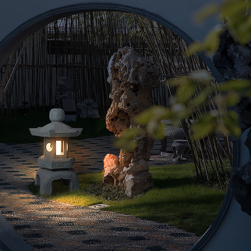 Stone Tower Outdoor Garden Light – Rustic Modern Landscape Lamp