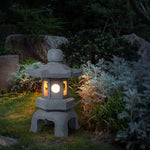 Stone Tower Outdoor Garden Light – Rustic Modern Landscape Lamp