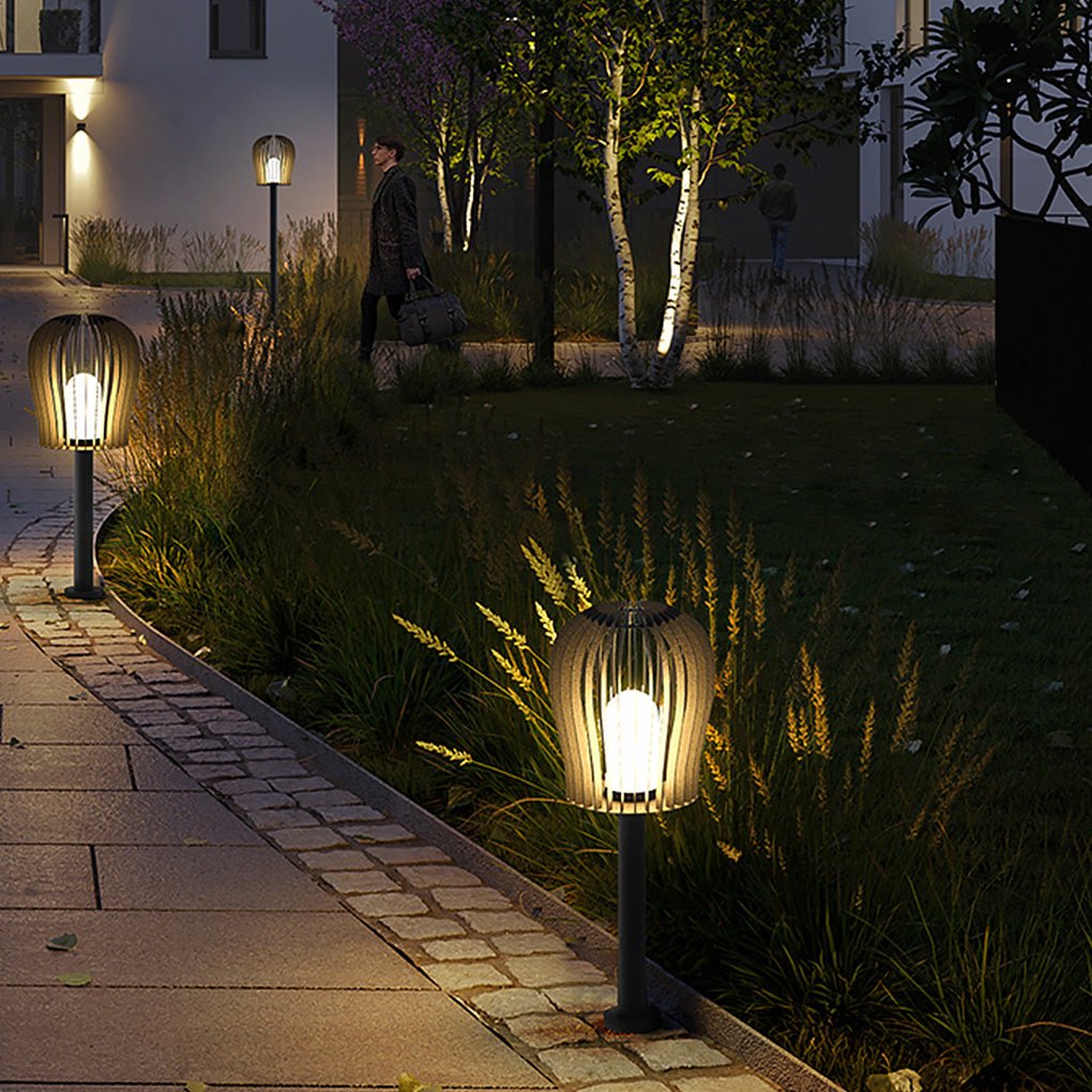 Cage LED Outdoor Post Lamp – Stainless Steel Garden Lighting
