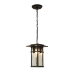American Style Outdoor Pendant Lantern in Black Aluminum and Clear Glass