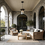 American Style Outdoor Pendant Lantern in Black Aluminum and Clear Glass