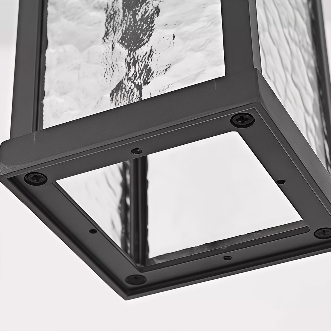 American Style Outdoor Pendant Lantern in Black Aluminum and Clear Glass