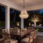 Lumière Cascade Crystal Pendant Lantern in Gold Iron for Outdoor Elegance