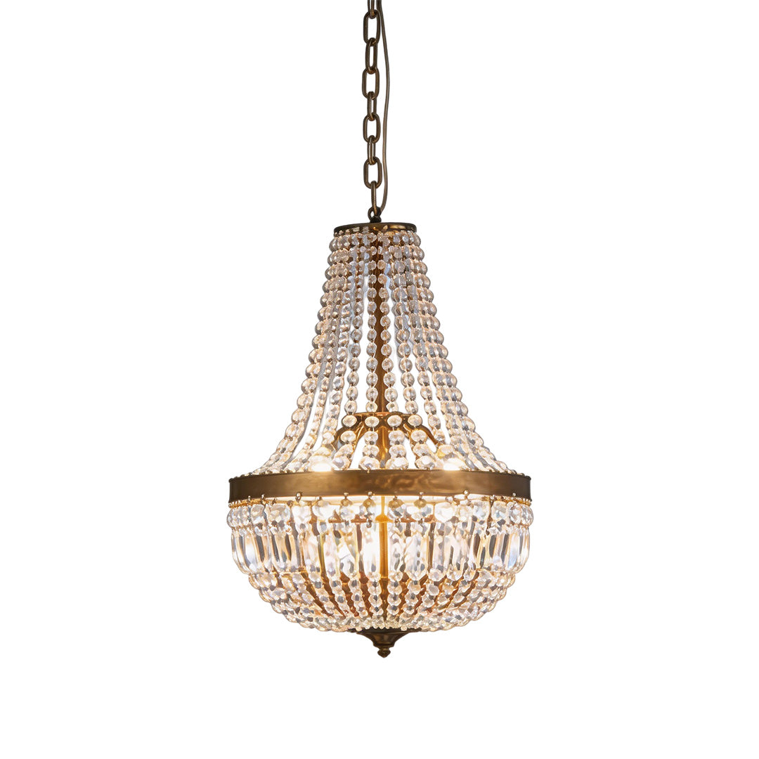 Lumière Cascade Crystal Pendant Lantern in Gold Iron for Outdoor Elegance