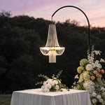 European Crystal Pendant Light with Gold Iron Frame for Outdoor Elegance