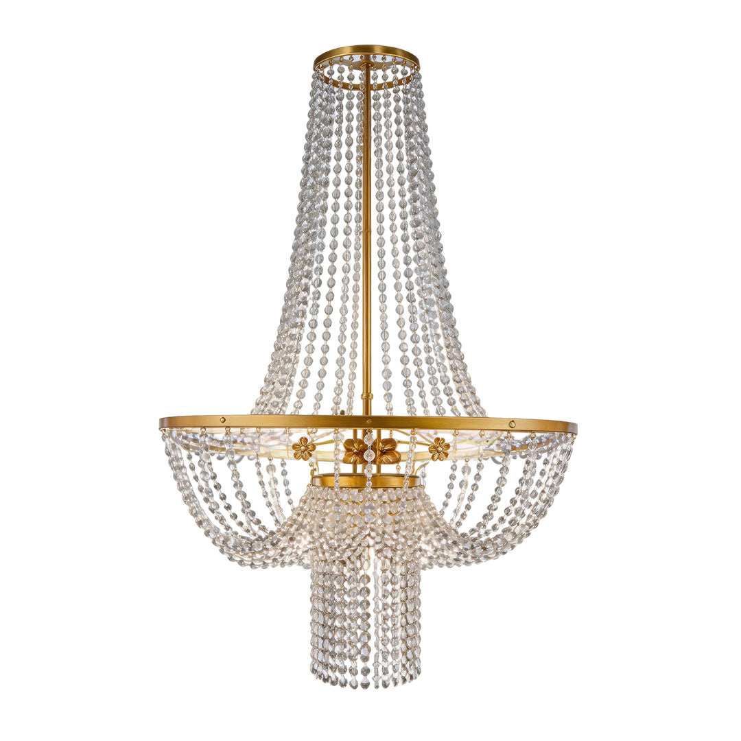 European Crystal Pendant Light with Gold Iron Frame for Outdoor Elegance