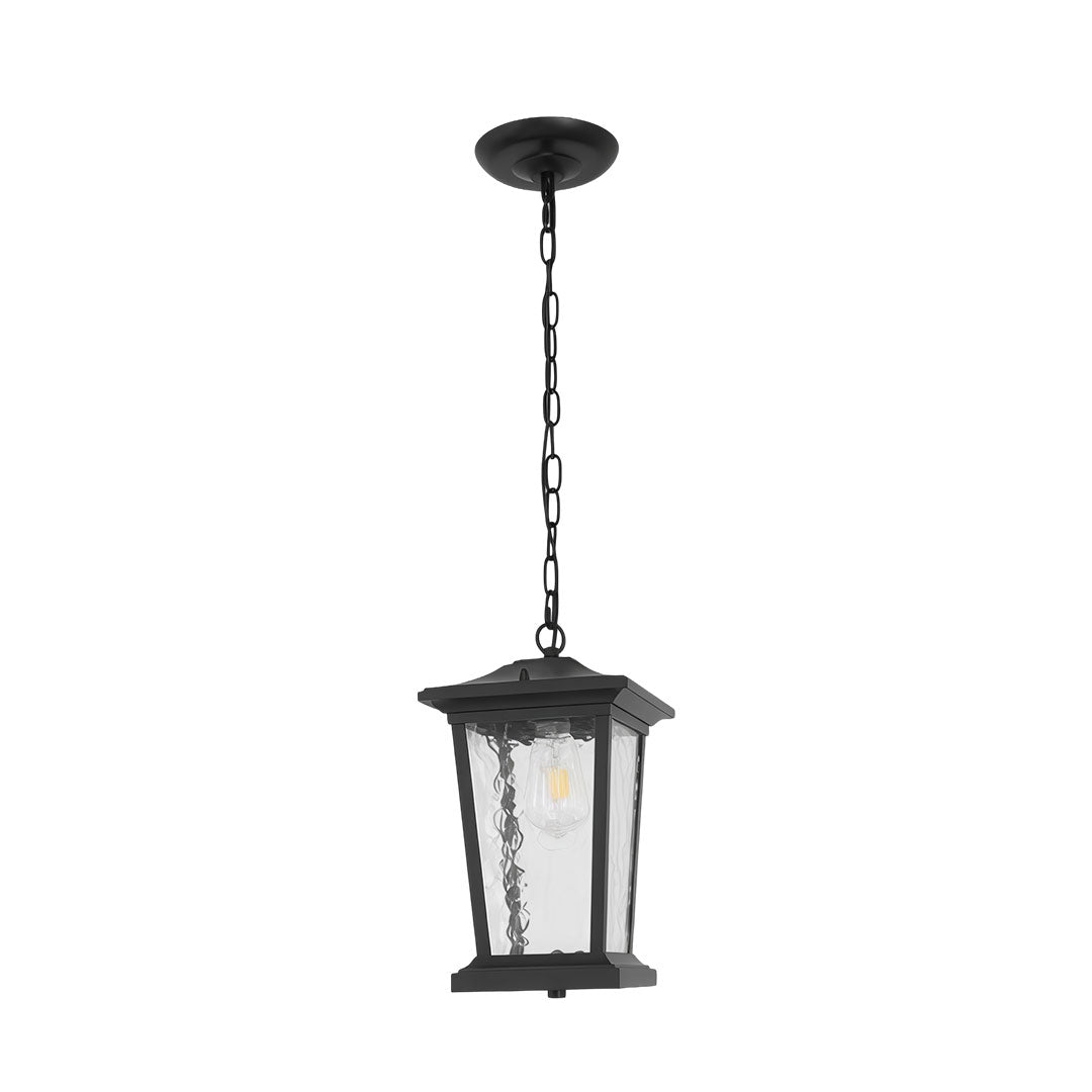 Aurelia Outdoor Pendant Light – Waterproof Black Aluminum Lantern for Covered Porches
