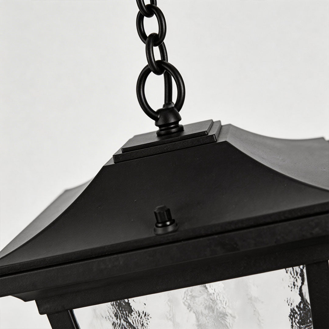 Aurelia Outdoor Pendant Light – Waterproof Black Aluminum Lantern for Covered Porches