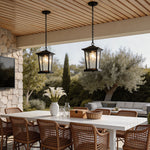Aurelia Outdoor Pendant Light – Waterproof Black Aluminum Lantern for Covered Porches