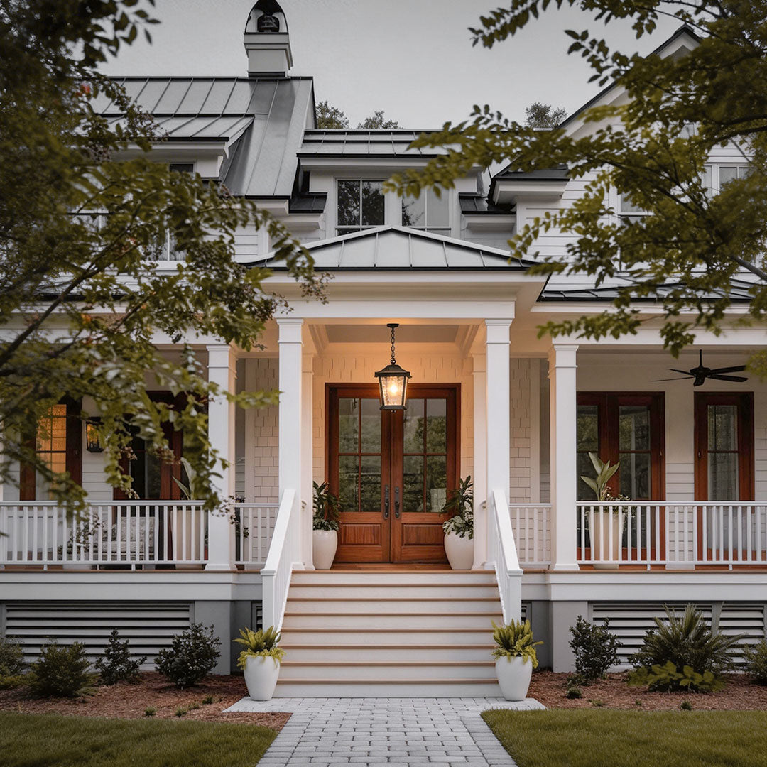 Aurelia Outdoor Pendant Light – Waterproof Black Aluminum Lantern for Covered Porches
