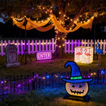 Enchanted Pumpkin LED Table Lamp with Witch Hat in Acrylic