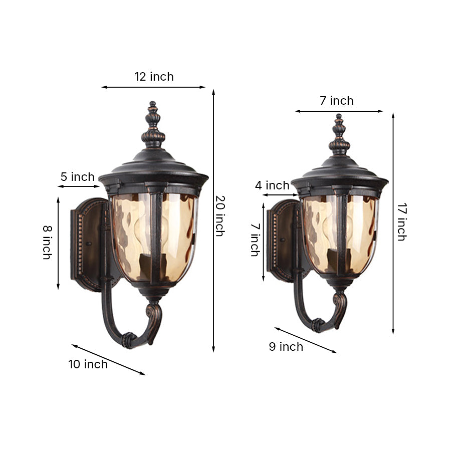 Artisan Copper Outdoor Wall Sconce with Champagne Glass Shade