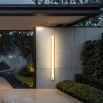 Linear Outdoor Wall Sconce with Dimmable LED Lighting in Black or Gold