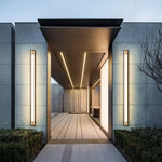 Linear Outdoor Wall Sconce with Dimmable LED Lighting in Black or Gold
