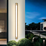 Linear Outdoor Wall Sconce with Dimmable LED Lighting in Black or Gold