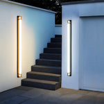 Linear Outdoor Wall Sconce with Dimmable LED Lighting in Black or Gold