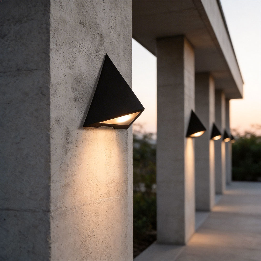 Aurora Triangular LED Outdoor Wall Sconce in Gray Stainless Steel