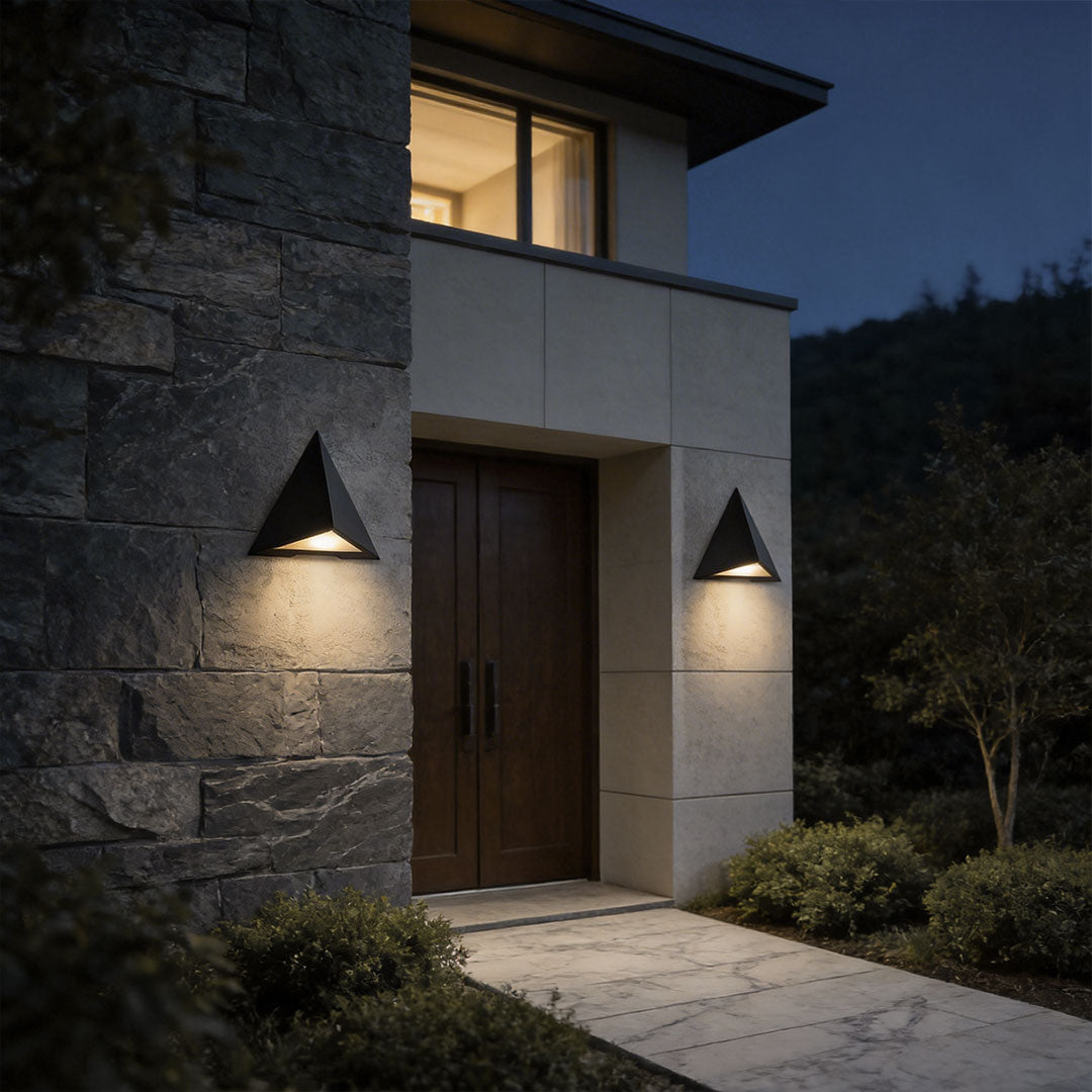 Aurora Triangular LED Outdoor Wall Sconce in Gray Stainless Steel