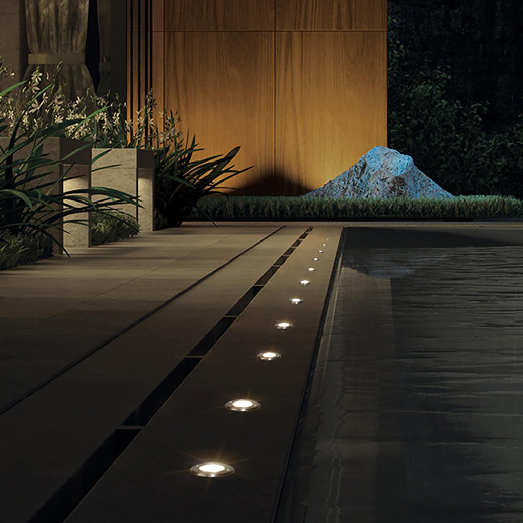 Poolside Deck Waterproof Led Chrome Recessed Well Step Lights Garden Lawn Inset Lighting