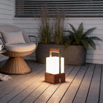 Portable Wood Grain LED Lantern for Outdoor Living Spaces