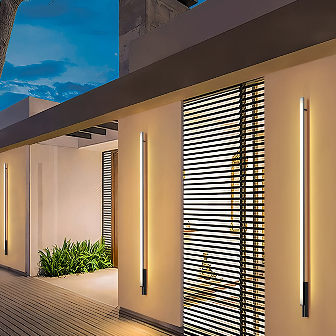 Modern Outdoor Wall Sconce – Waterproof Black Linear LED Light