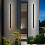 Modern Solar Linear Wall Light Waterproof Black Outdoor LED