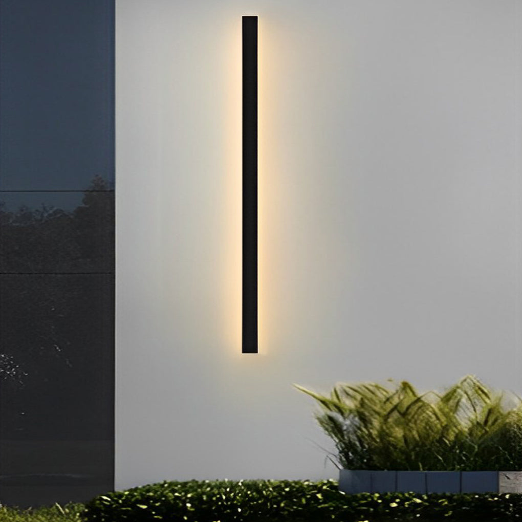 Modern Solar Linear Wall Light Waterproof Black Outdoor LED