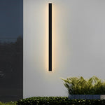 Modern Solar Linear Wall Light Waterproof Black Outdoor LED