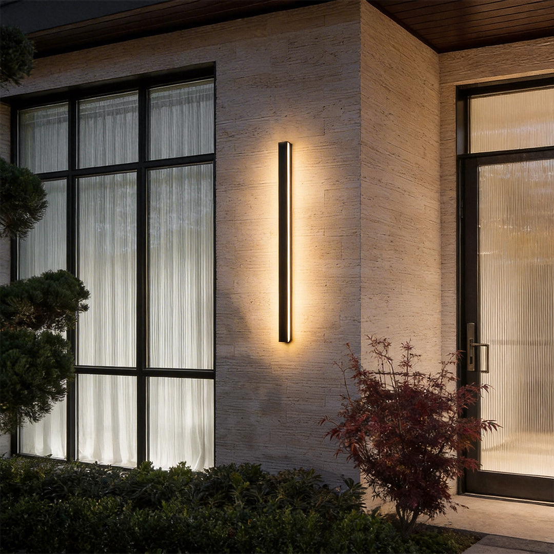 Modern Solar Linear Wall Light Waterproof Black Outdoor LED