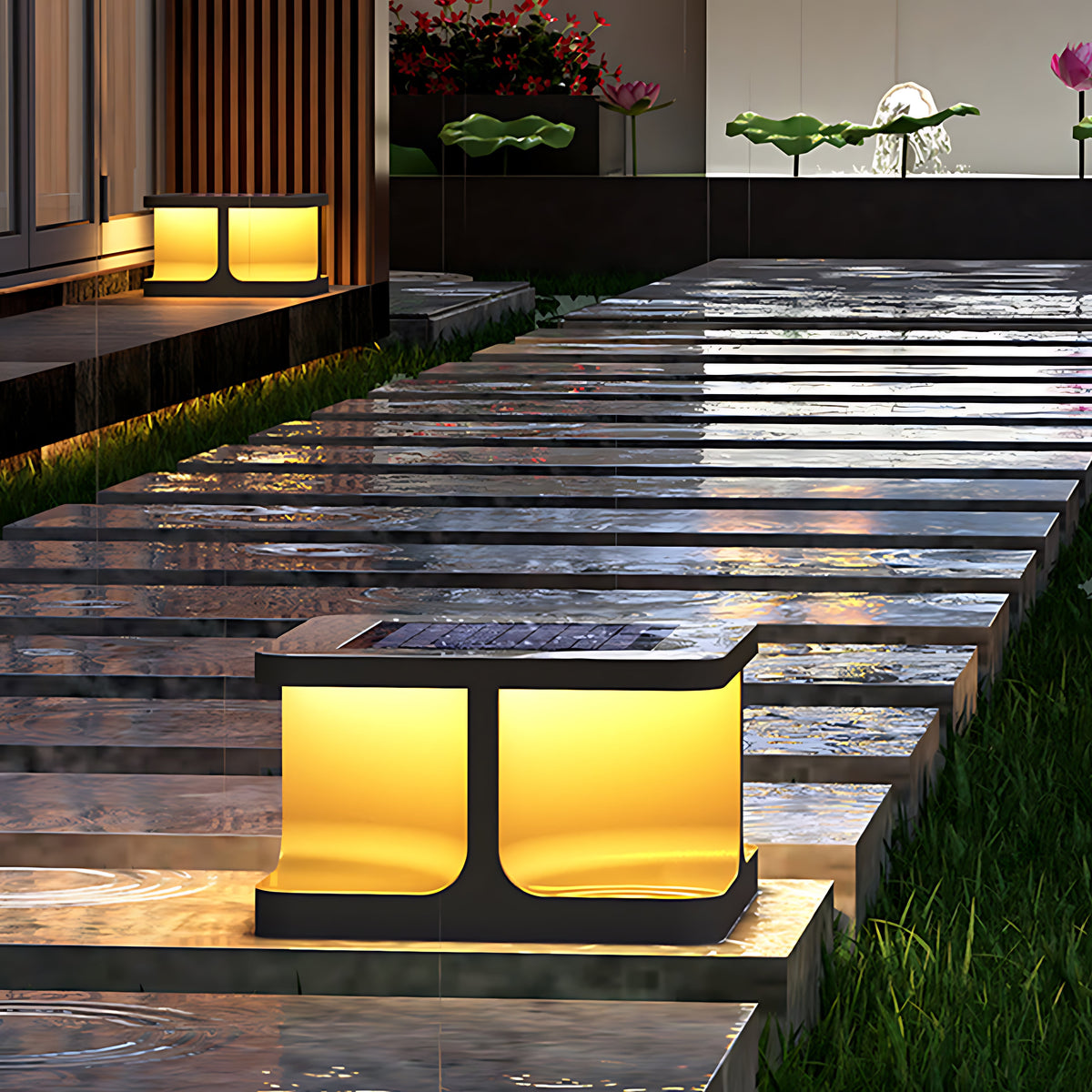 Modern Stainless Steel Square Post Lights for Courtyard and Garden